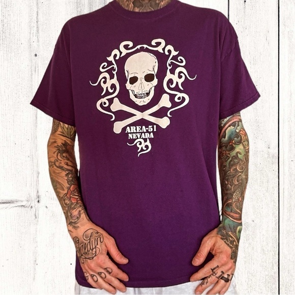 Gildan Other - 00s purple Area 51 UFO Alien t shirt men’s XL